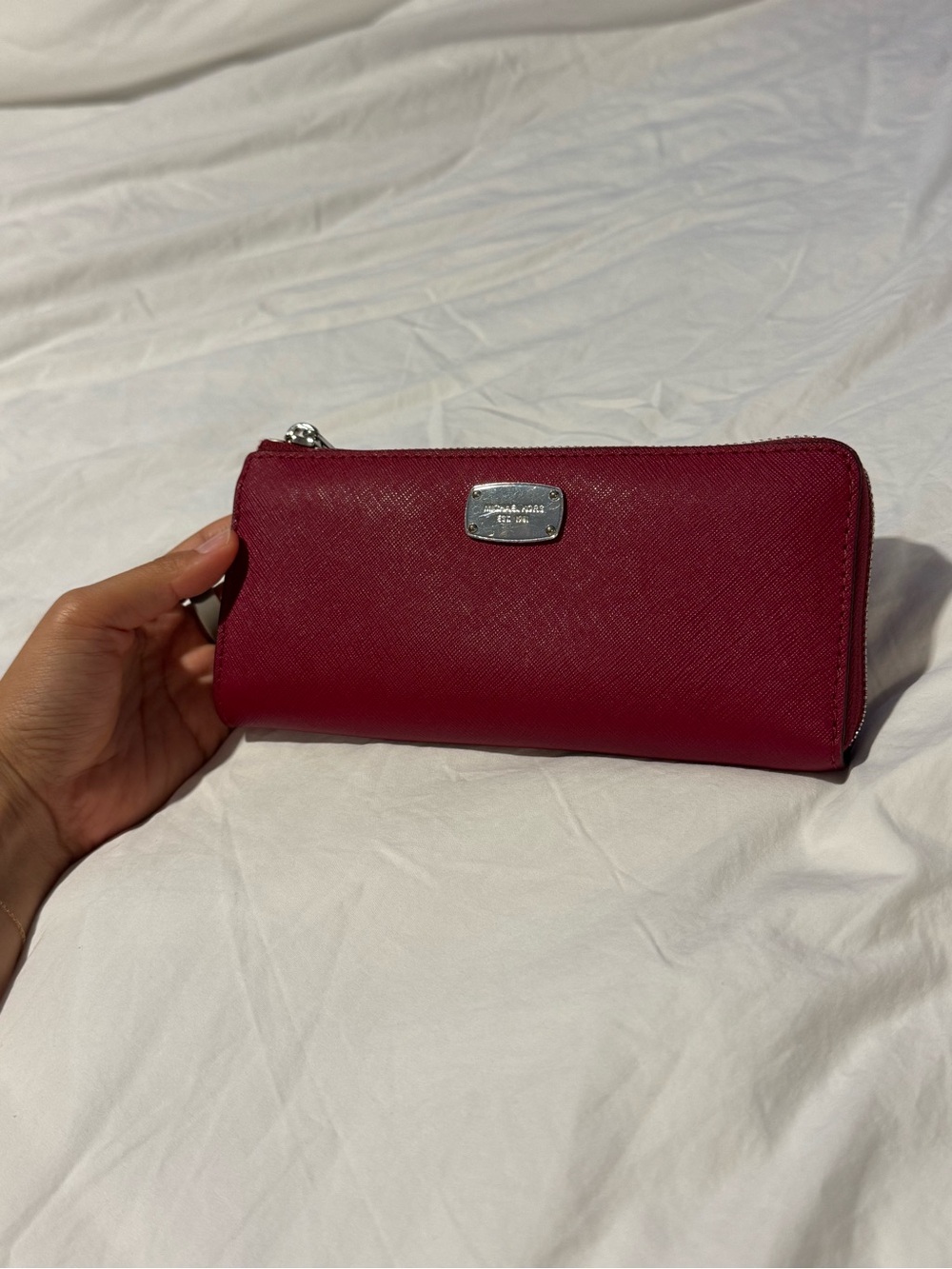 Michael Kors Red Zip-Around Saffiano Wallet